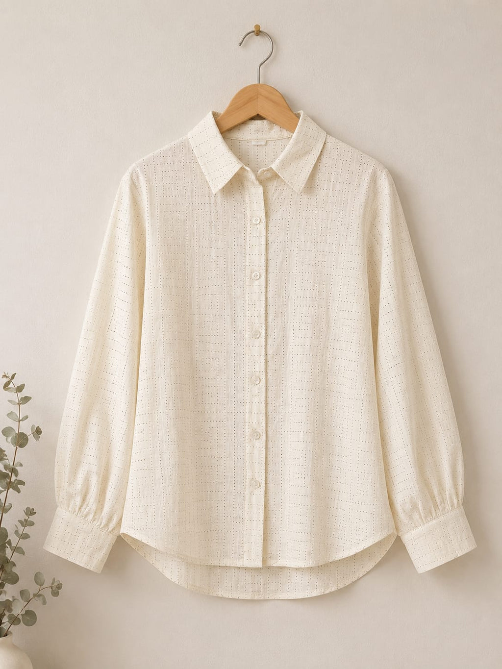 Girls Cream Eyelet Cotton Shirt