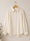 Girls Cream Eyelet Cotton Shirt