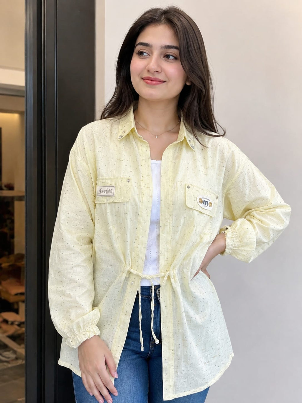 Girls Soft Yellow Textured Top