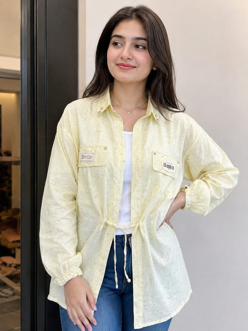 Girls Soft Yellow Textured Top