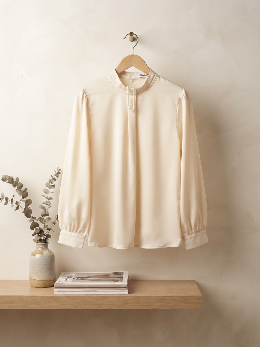 Elegant Women's Long Sleeve Pleated Top