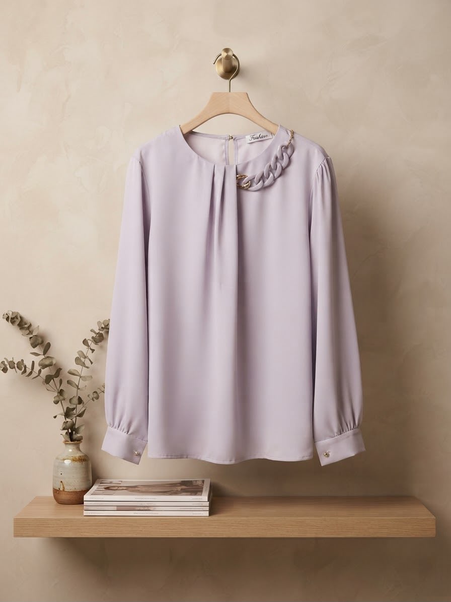 Elegant Women's Long Sleeve Pleated Top