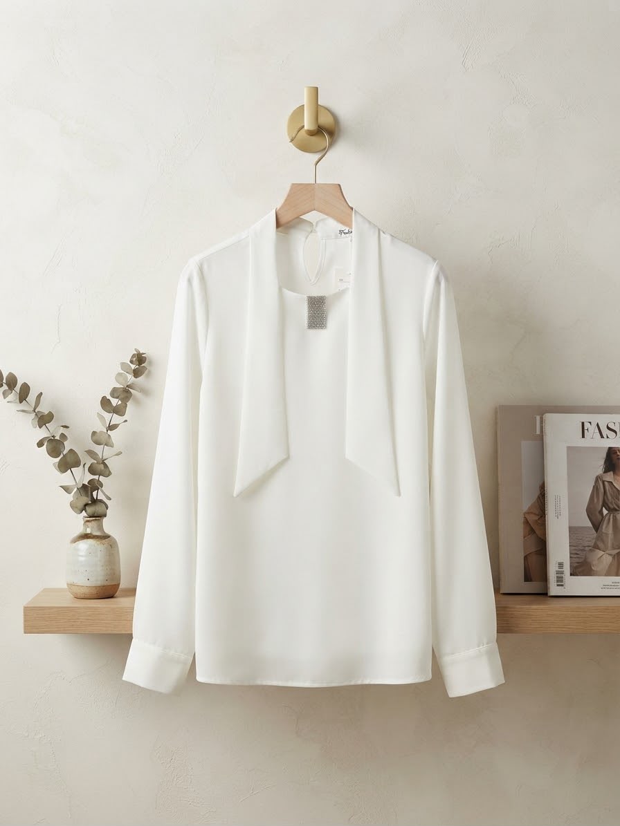 Elegant Women's Long Sleeve Pleated Top