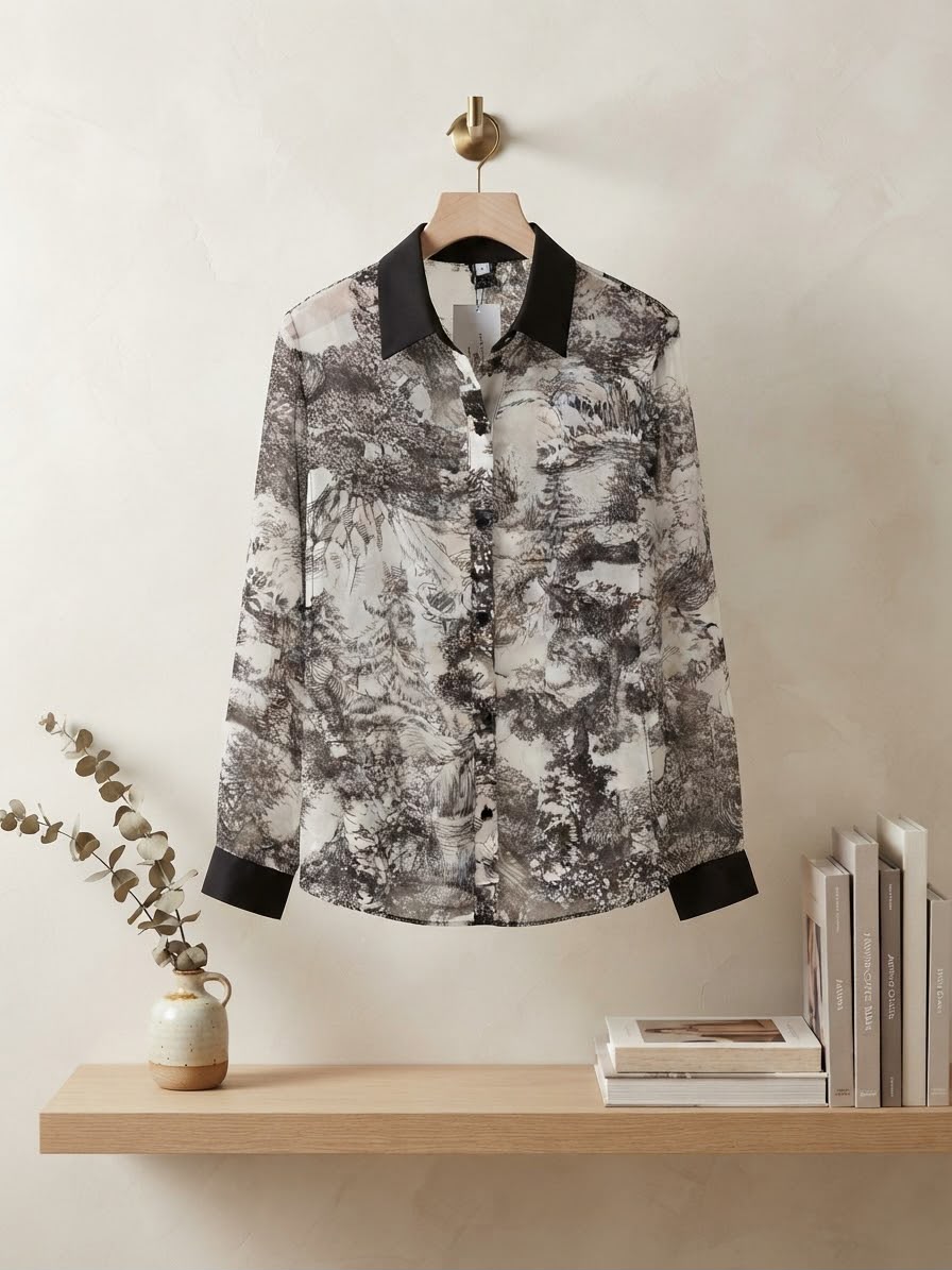 Elegant Women's Long Sleeve Pleated Top